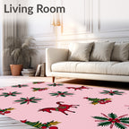 Pink Christmas Horses and Trees Rug