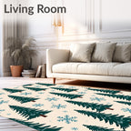 Dark Green Pine Snowfall Forest Rug