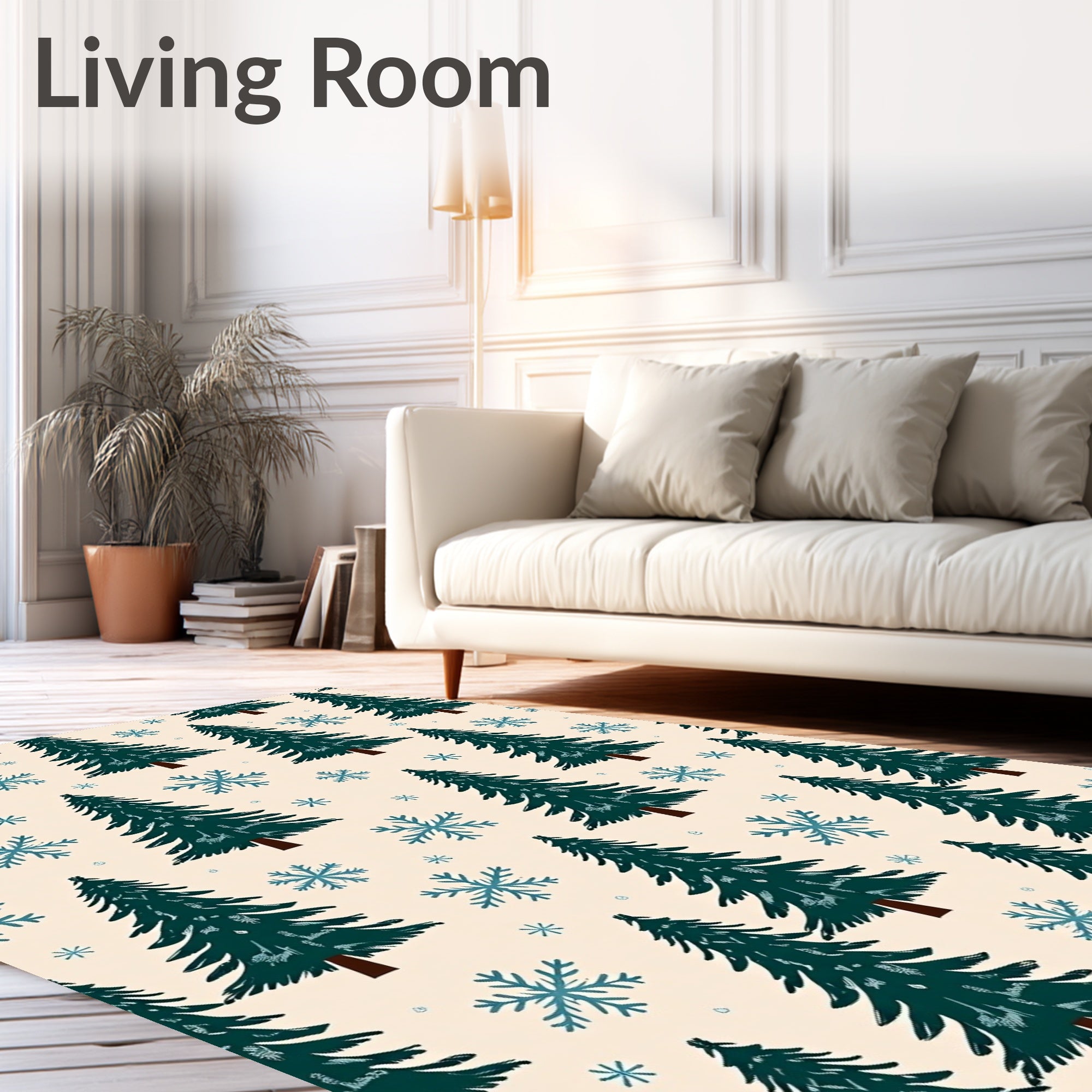 Dark Green Pine Snowfall Forest Rug