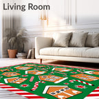 Gingerbread Houses Candy Cane Array Rug