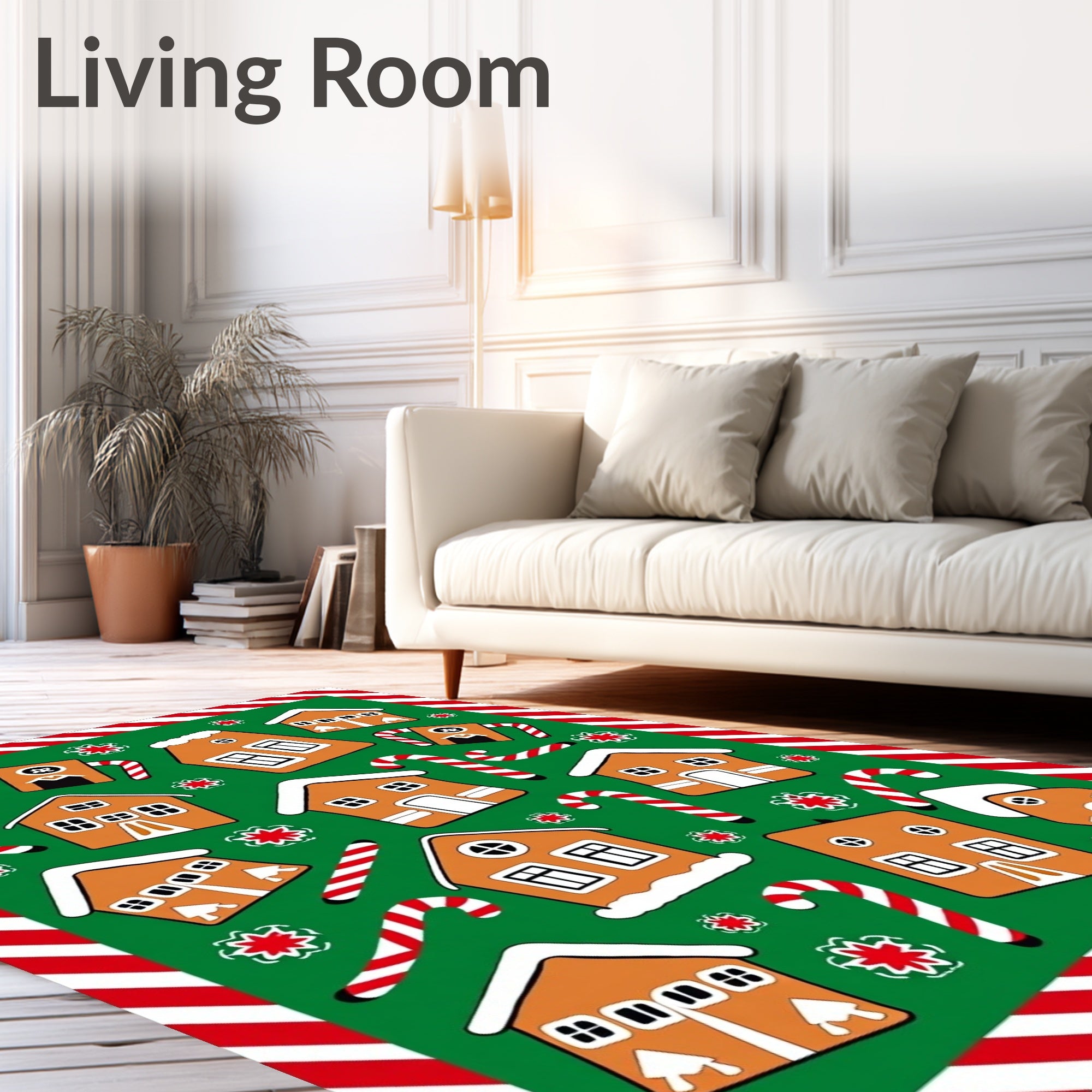 Gingerbread Houses Candy Cane Array Rug