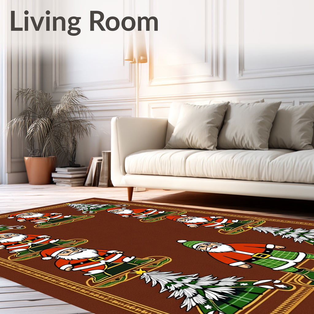 Festive Santa Claus Christmas Tree Collage Rug
