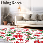 Red Green Starburst Blossom Scatter Rug