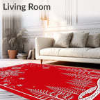 Crimson Winter Forest Snowflake Mandala Rug