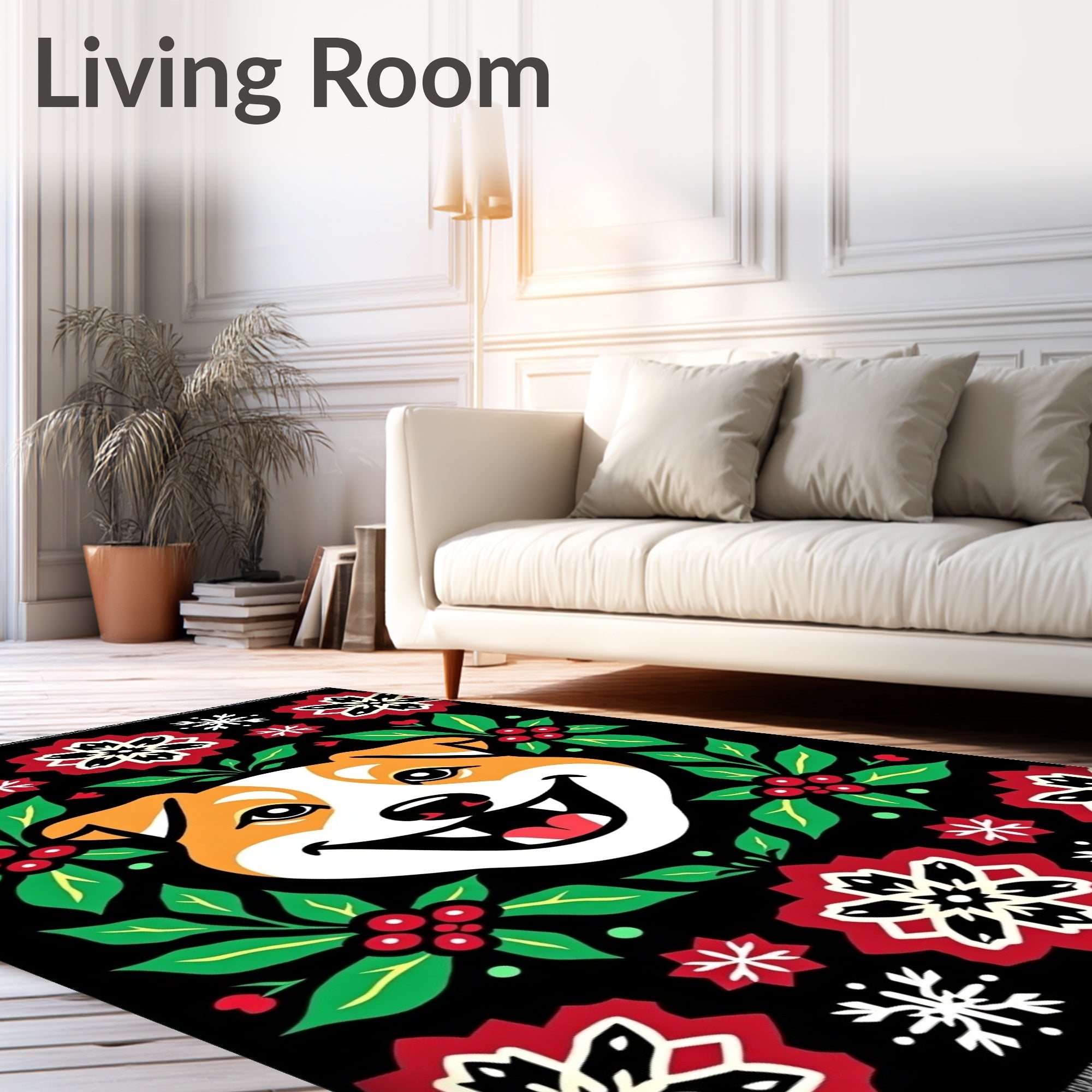 Joyful Dog Holly Berry Garland Rug