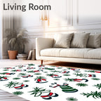 Whimsical Red and Green Christmas Figures Rug