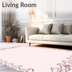 Ornate Burgundy Scrollwork Frame Rug