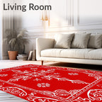 Crimson Red Snowflake Winter Blossom Rug