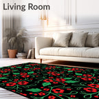 Red Green Floral Vine Repeating Rug