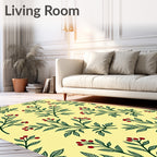 Yellow With Green Berry Branches Rug