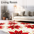 Crimson Red Golden Floral Medallion Rug