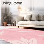 Soft Pink Floral Leaf Arrangement Rug