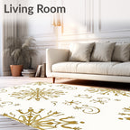 Golden Snowflake Whimsical Scatter Rug