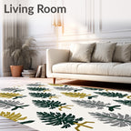 Forest Green Gold Gray Trees Rug