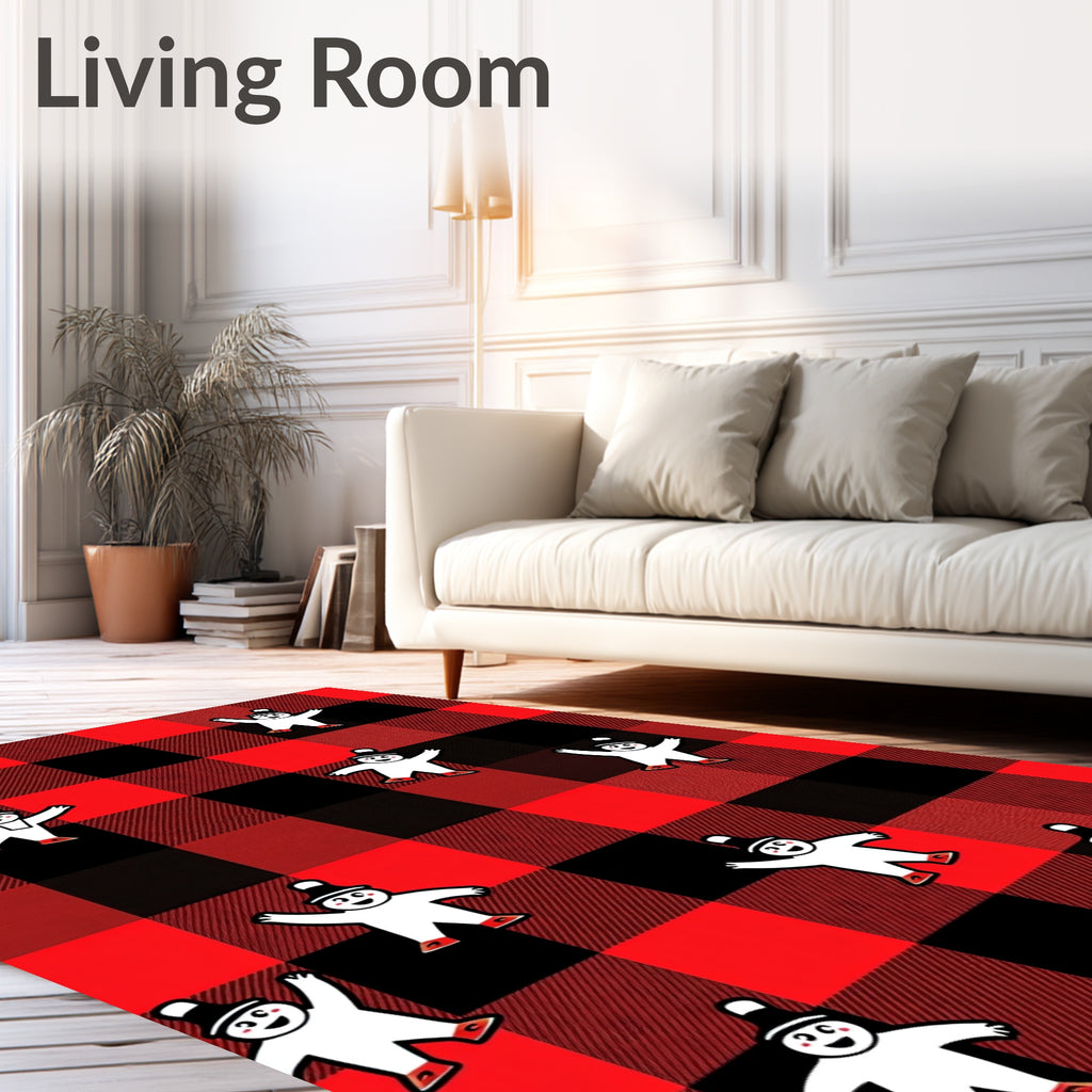 Red Black Gingham Figure Scatter Rug