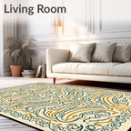 Emerald Swirl Abstract Art Deco Rug
