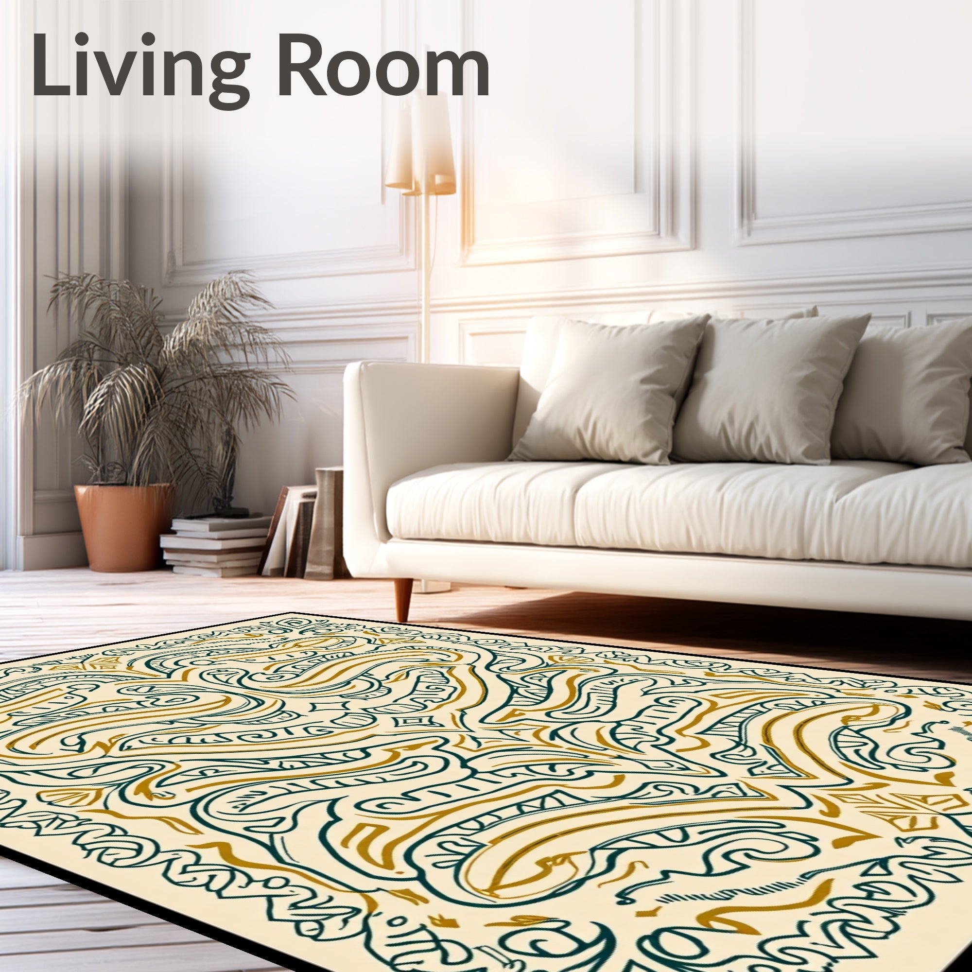 Emerald Swirl Abstract Art Deco Rug