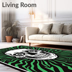Black Green Skull Swirls Rug