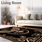 Ornate Eagle Medallion Black Gold Rug