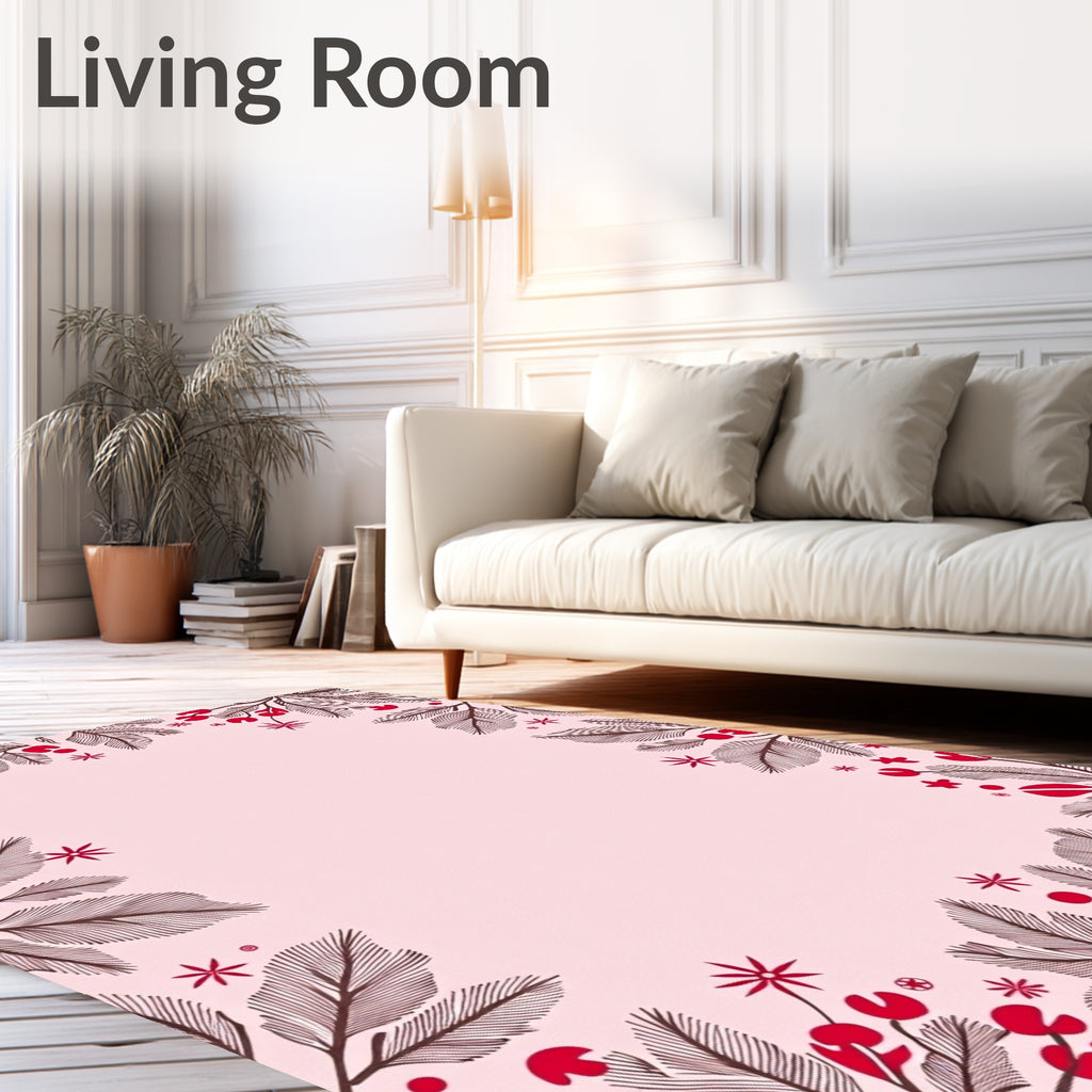 Crimson Berry Leaf Border Rug