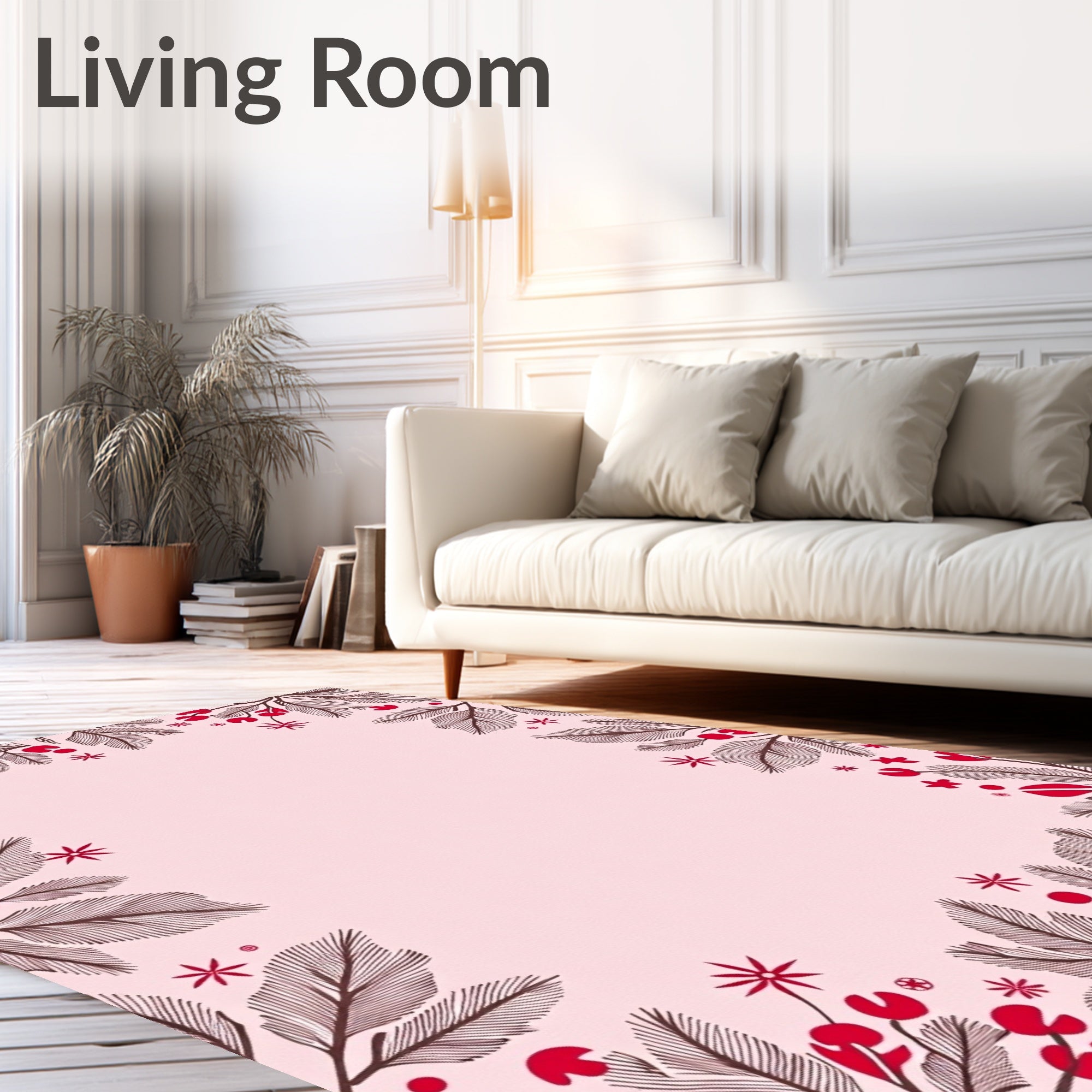 Crimson Berry Leaf Border Rug