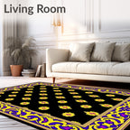 Ornate Yellow Floral Black Medallion Rug