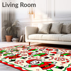 Joyful Christmas Elves Candy Cane Scene Rug