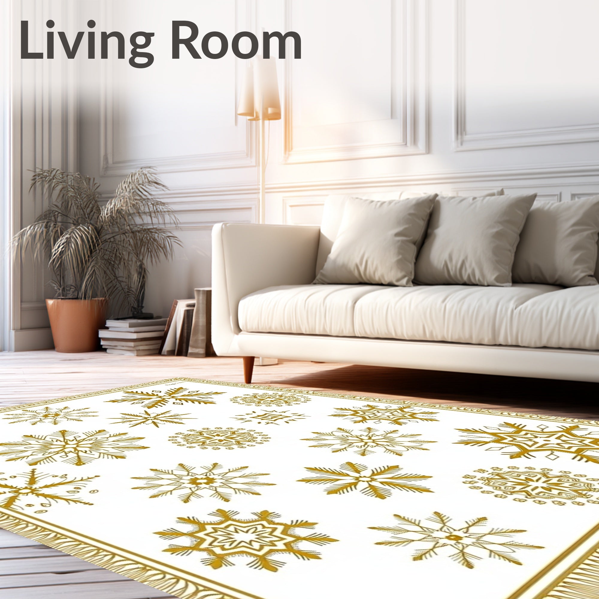 Golden Snowflake Medallion Ensemble Rug