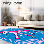 Pink Unicorn Stars Swirl Border Rug