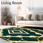 Emerald Green Art Deco Diamond Rug