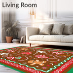 Whimsical Gingerbread Candy Cane Holiday Rug