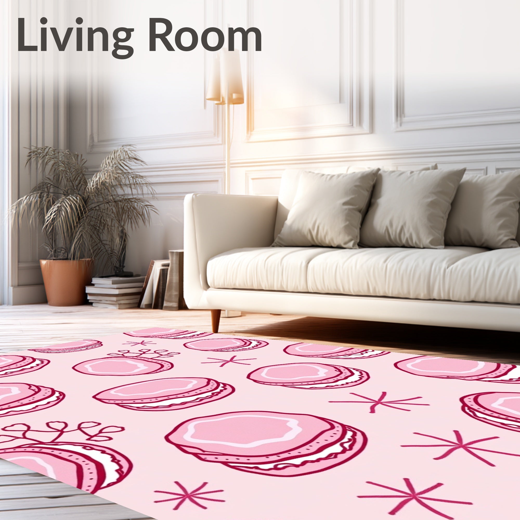 Pink Macaroon Sprinkle Illustration Rug