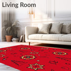 Red Starburst Christmas Tree Stocking Collage Rug