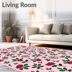 Crimson Rose and Leaf Scatter Rug