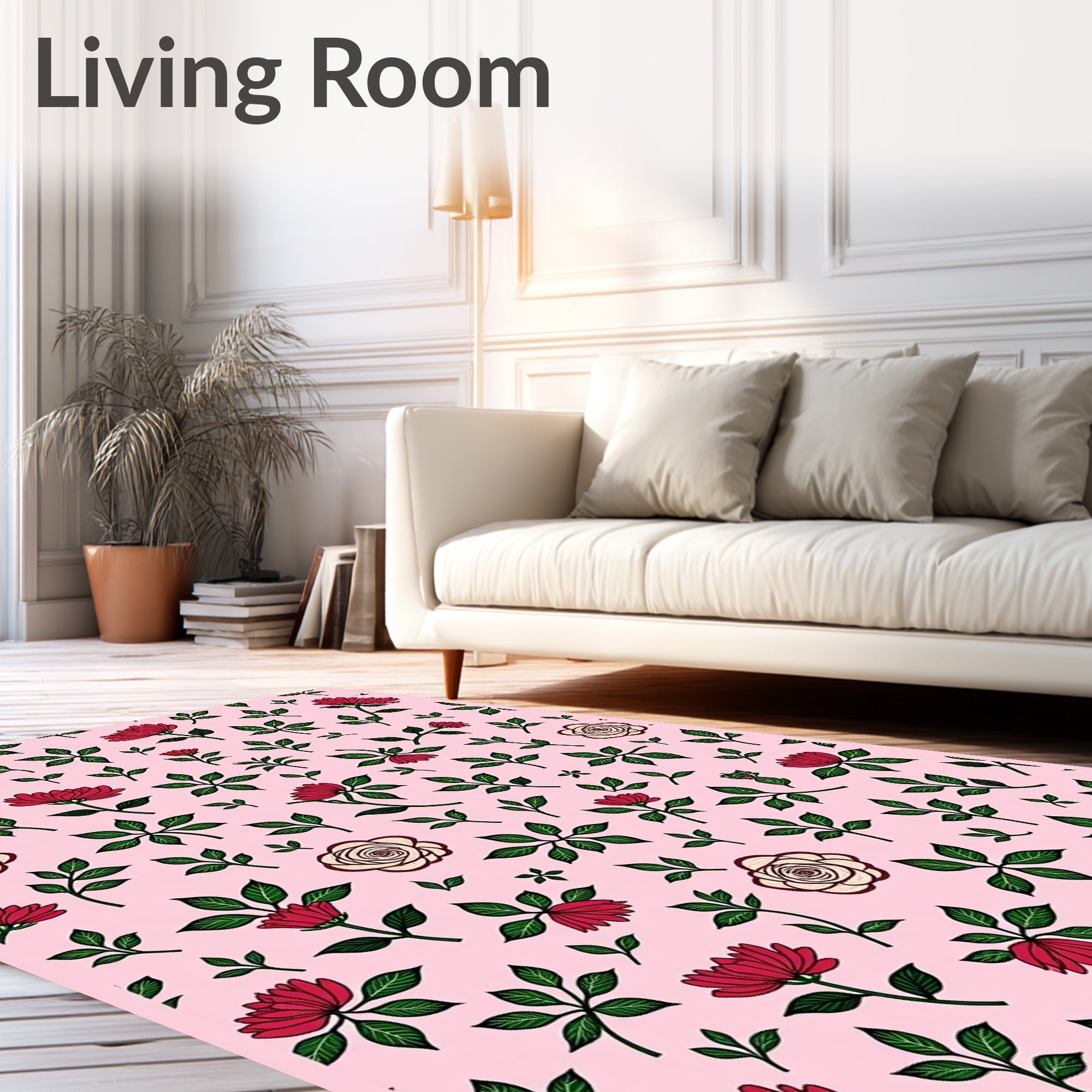 Crimson Rose and Leaf Scatter Rug