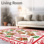 Festive Gingerbread Candy Cane Trees Border Rug