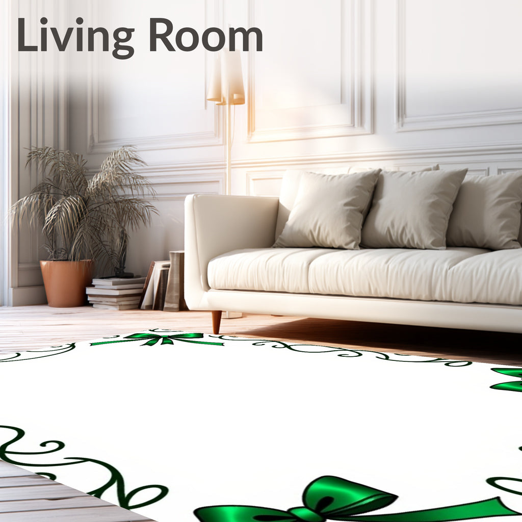 Emerald Green Bow Swirl Border Rug