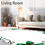 Emerald Green Bow Swirl Border Rug