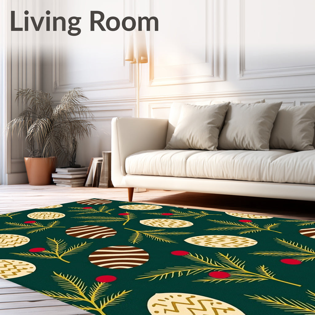 Festive Green Egg Holly Branch Rug