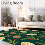 Festive Green Egg Holly Branch Rug