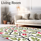 Black Branch Red Berry Garden Rug