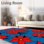 Bold Red Floral Bloom Background Rug