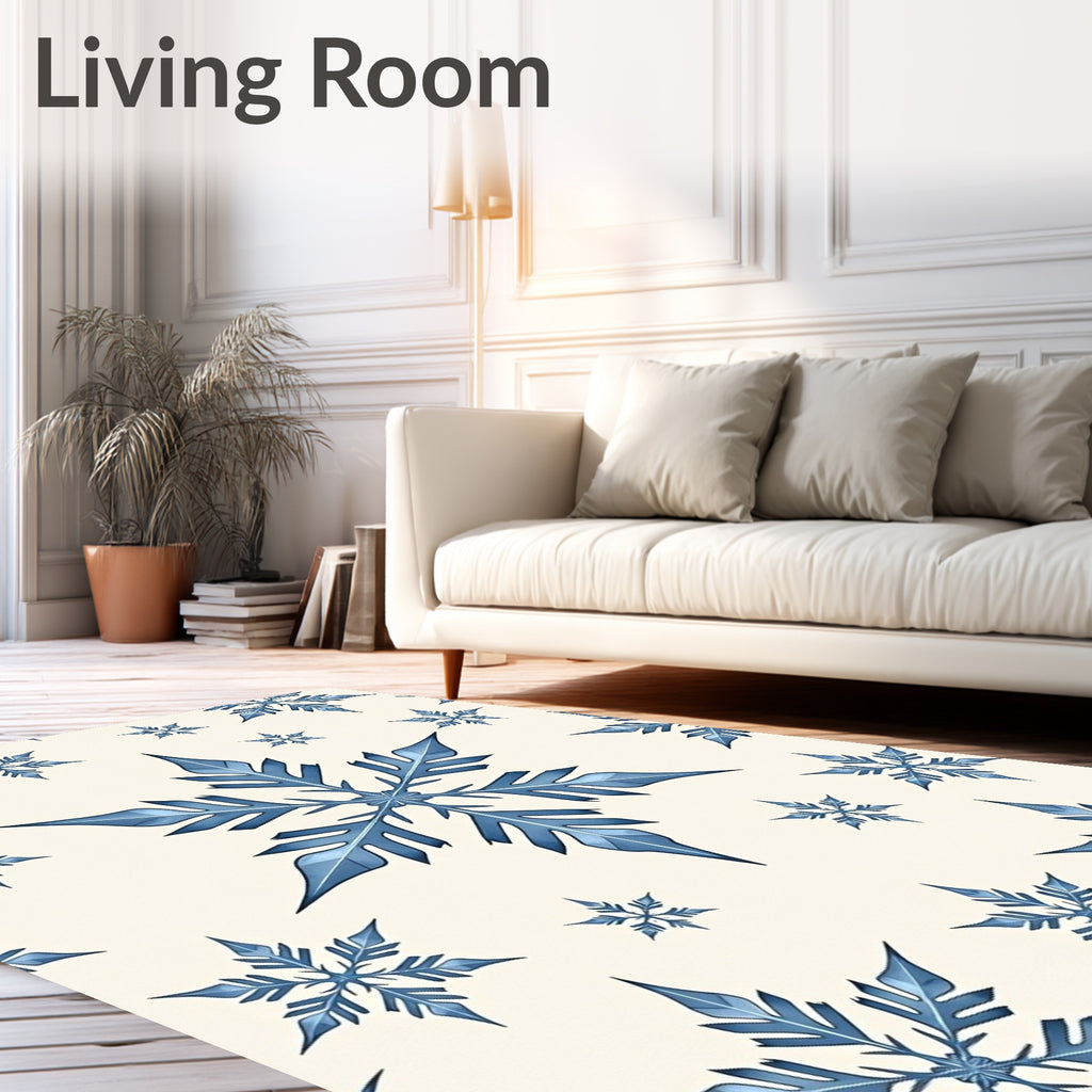 Deep Blue Snowflake Collection Rug