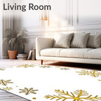 Golden Snowflake Border Christmas Art Rug