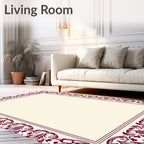 Crimson Ornate Floral Border Rug