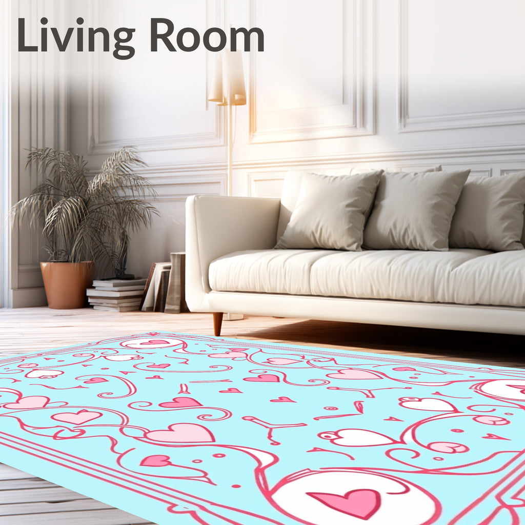 Sweet Pink Heart Art Nouveau Rug