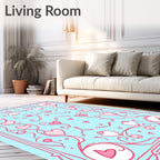 Sweet Pink Heart Art Nouveau Rug