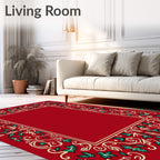 Crimson Vine Scroll Medallion Rug