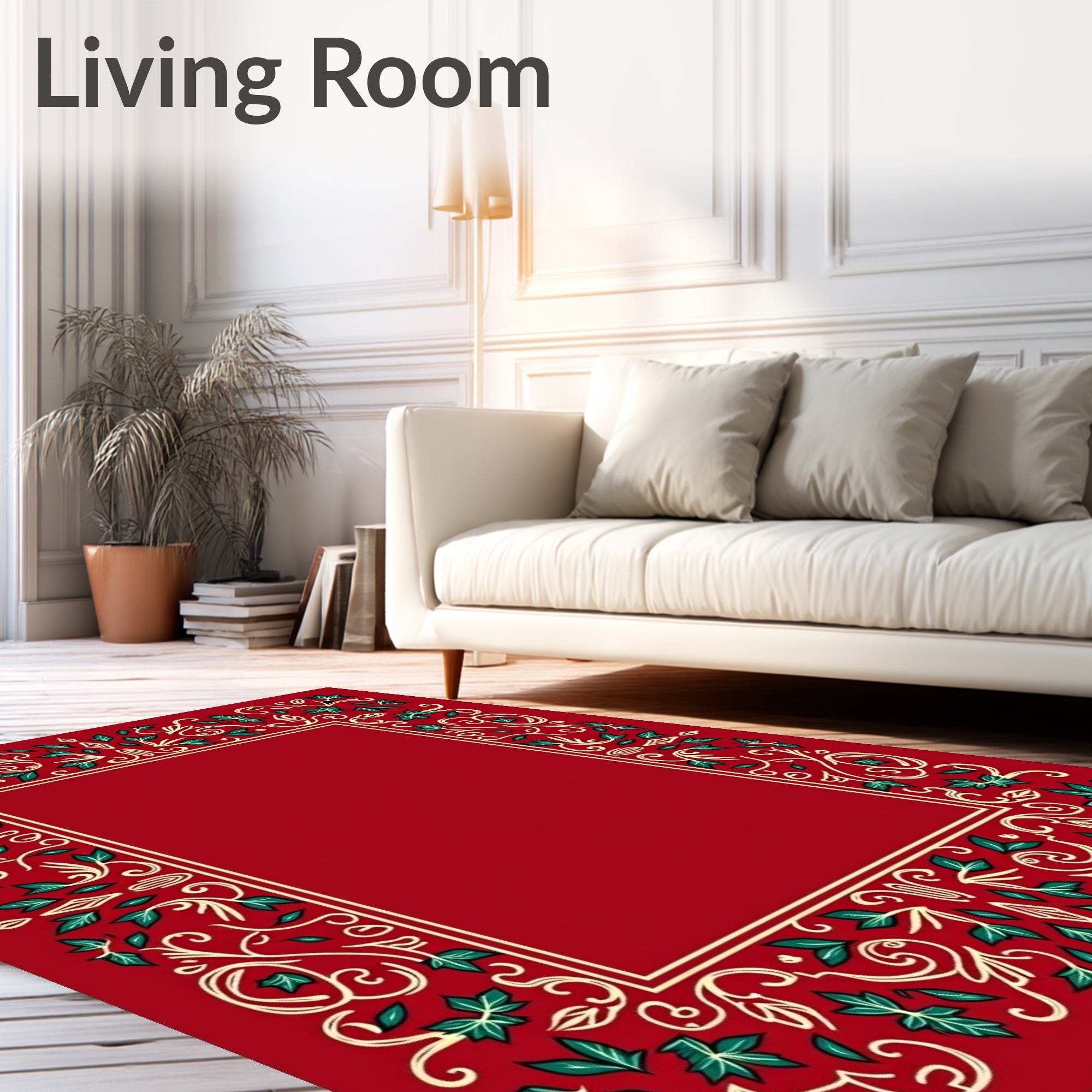 Crimson Vine Scroll Medallion Rug