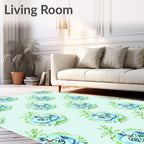 Light Blue Orb Botanical Ornament Rug